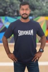 Shivoham White Classic Fit Navy Blue