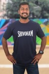 Shivoham White Classic Fit Navy Blue