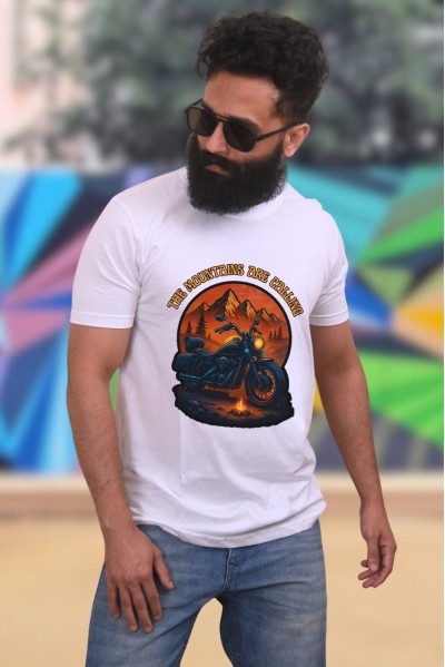 The Mountains Are Calling Dark Classic Fit White