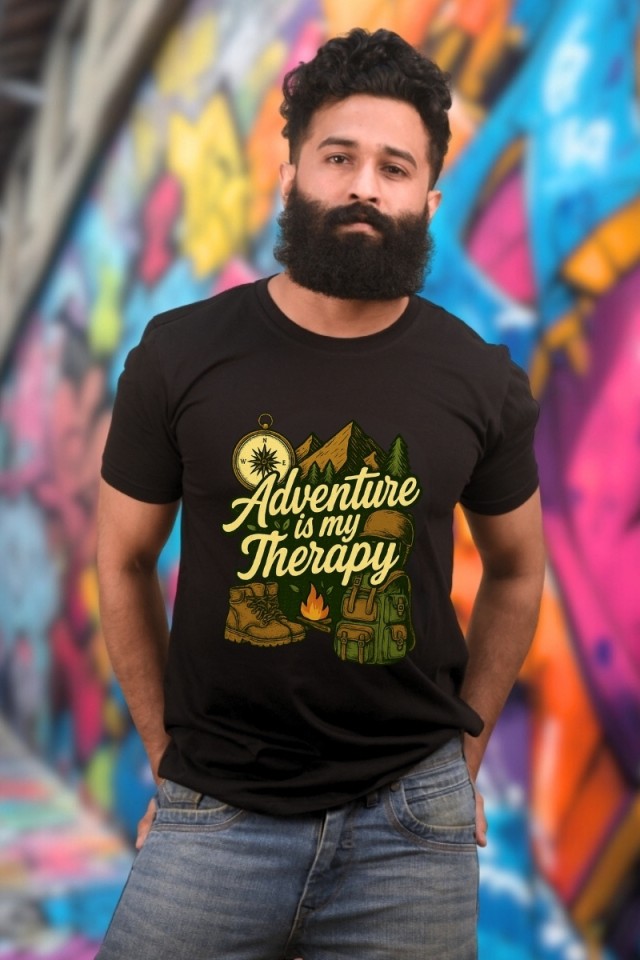 Adventure Is My Therapy Camping Classic Fit Black