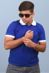 Polo Royal Blue White Collar Classic Fit
