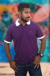 Polo Purple White Collar Classic Fit