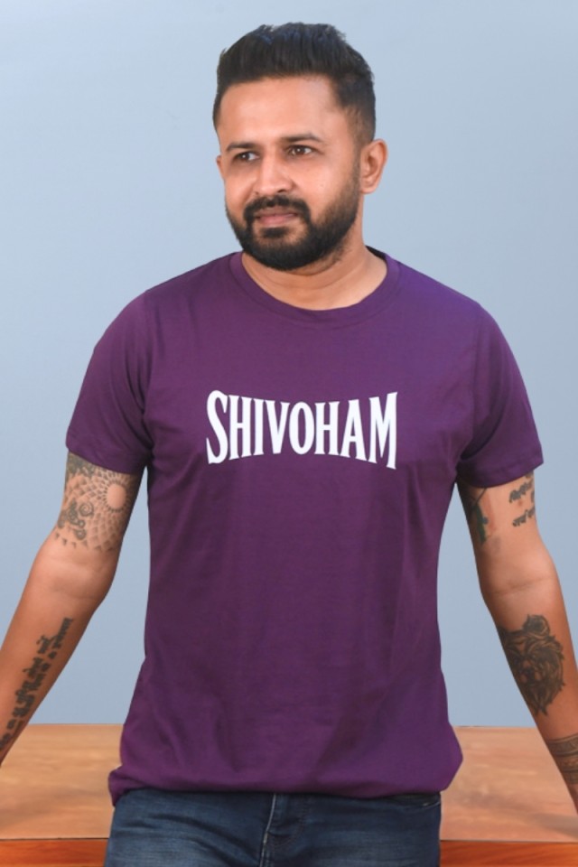 Shivoham White Classic Fit Dark Purple