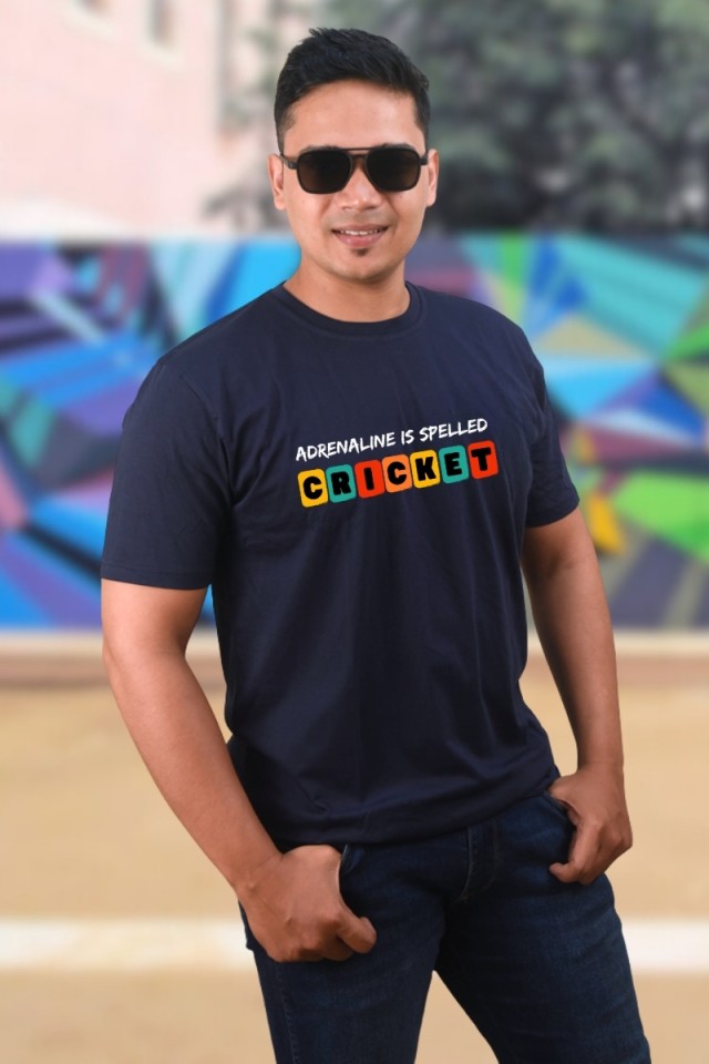 Adrenaline Is Spelled CRICKET Classic Fit Navy Blue