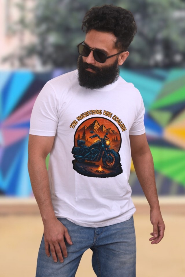 The Mountains Are Calling Dark Classic Fit White