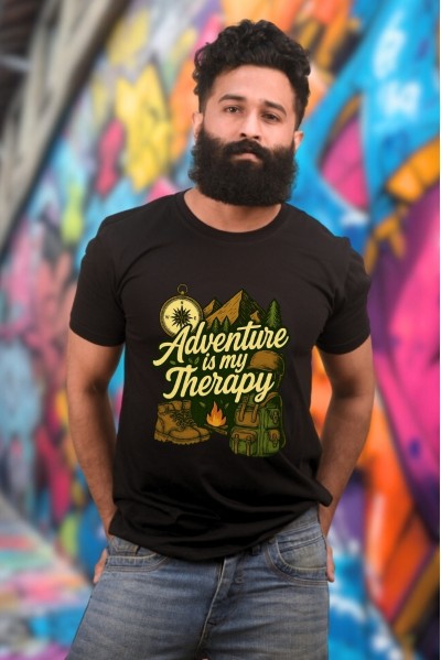 Adventure Is My Therapy Camping Classic Fit Black