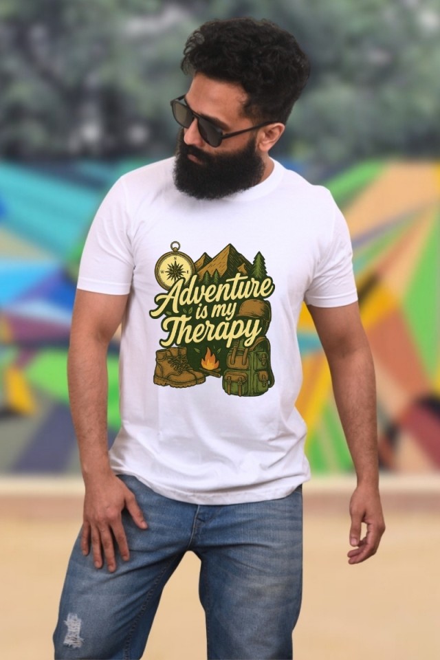 Adventure Is My Therapy Camping Classic Fit White
