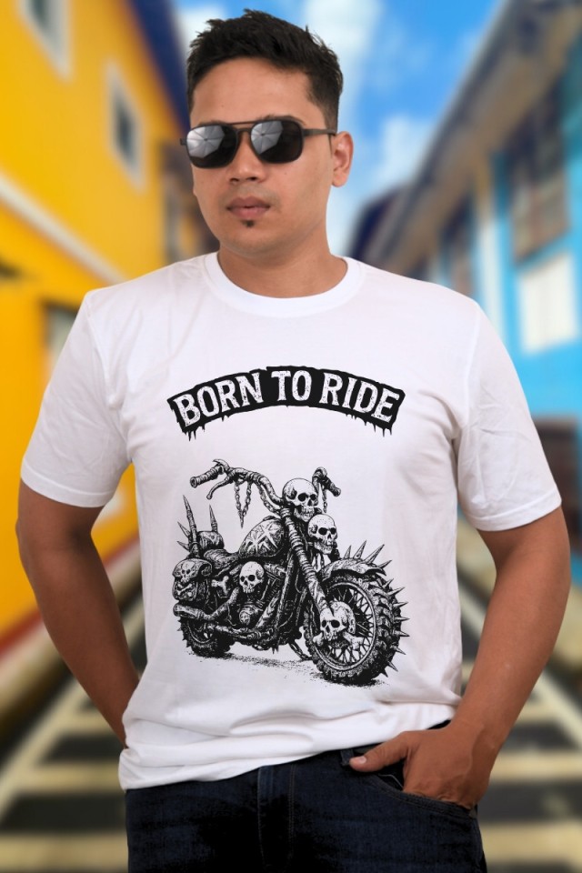 Born To Ride Classic Fit White