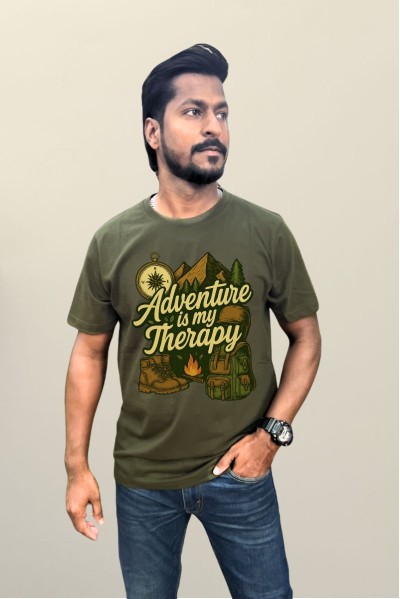 Adventure Is My Therapy Camping Classic Fit Military green