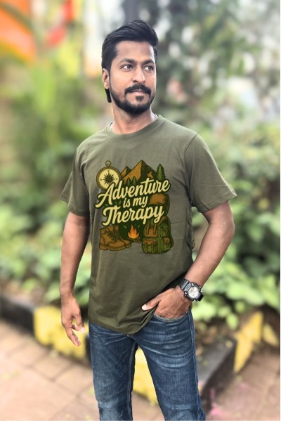 Adventure Is My Therapy Camping Classic Fit Military green