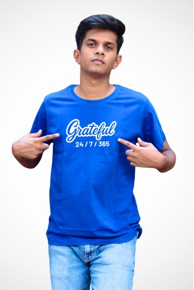 Grateful White Classic Fit Royal Blue