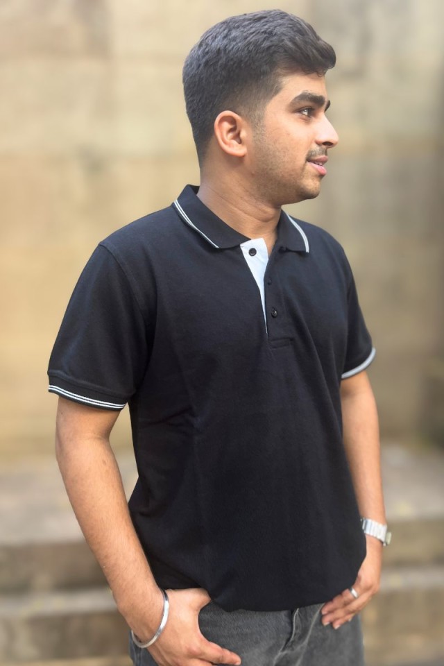 Polo Black White Single Tipping Classic Fit